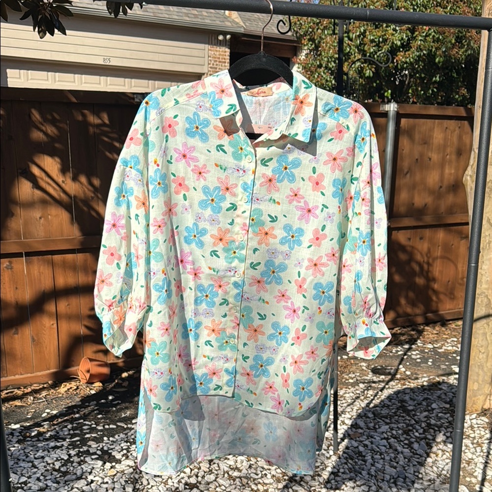Floral Button-Up Blouse